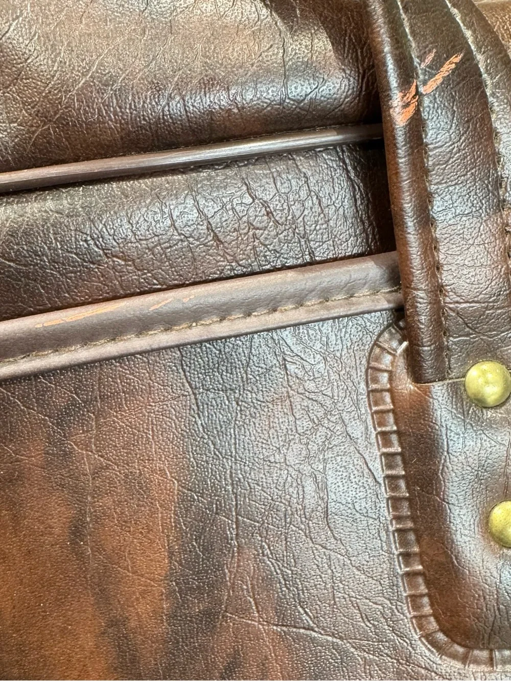 Vintage Porsche Brown Leather Gold Logo Brass Hardware Shoulder Briefcase - Picture 11 of 12